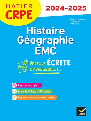 cover image of Histoire-Géographie-EMC- CRPE 2024-2025--Epreuve écrite d'admissibilité